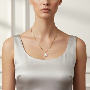 Minimal Rectangular Pendant Necklace for Women | Gold Plated Anti-Tarnish Necklace