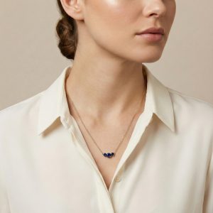Minimal Blue Stone Necklace for Women | Gold Plated Anti-Tarnish Necklace