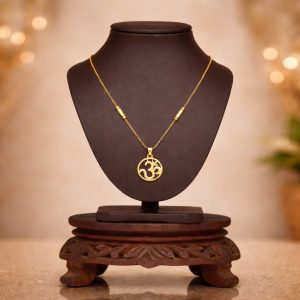 Om Gold-Tone Round Pendant Necklace