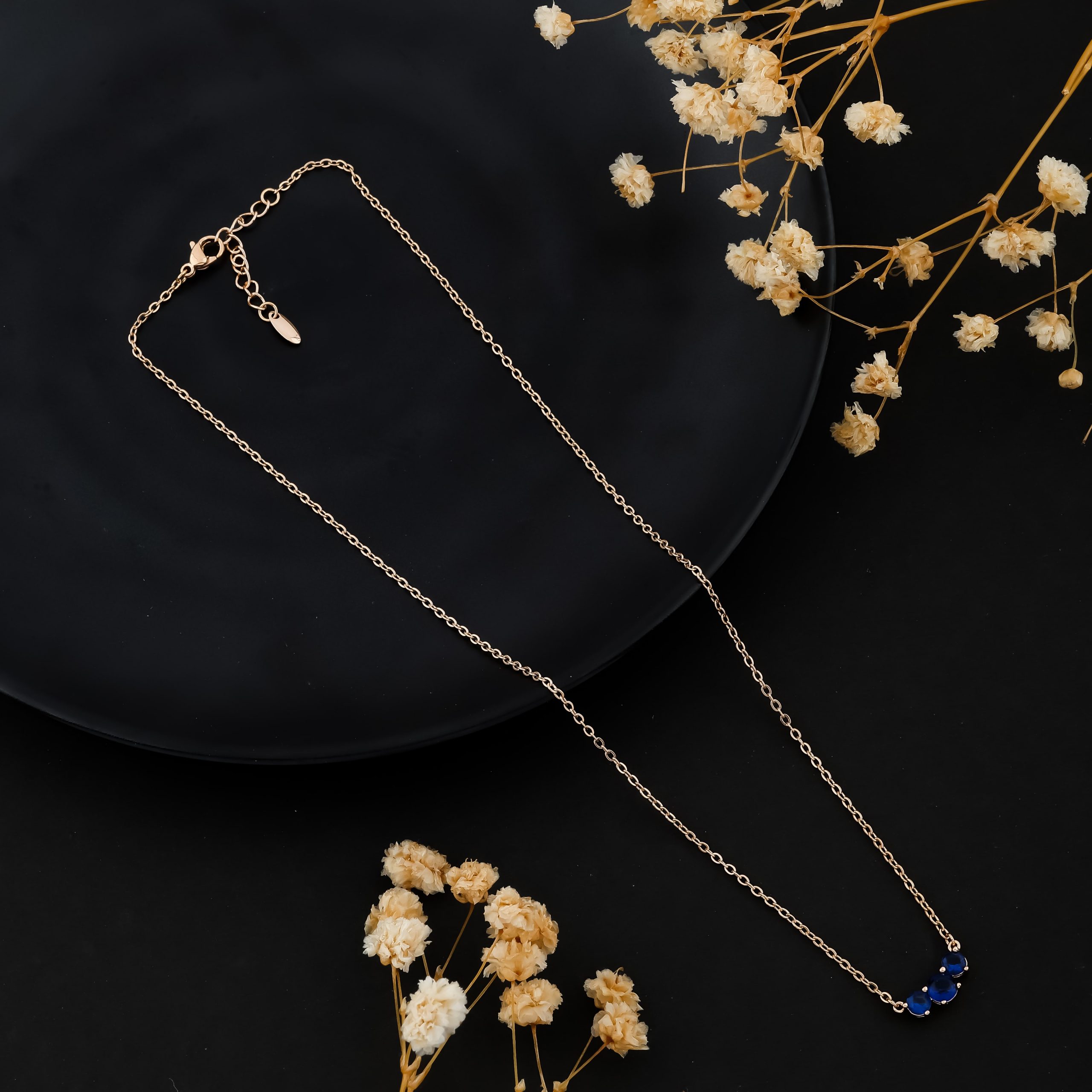Minimal Blue Stone Necklace for Women | Gold Plated Anti-Tarnish Necklace - Image 2