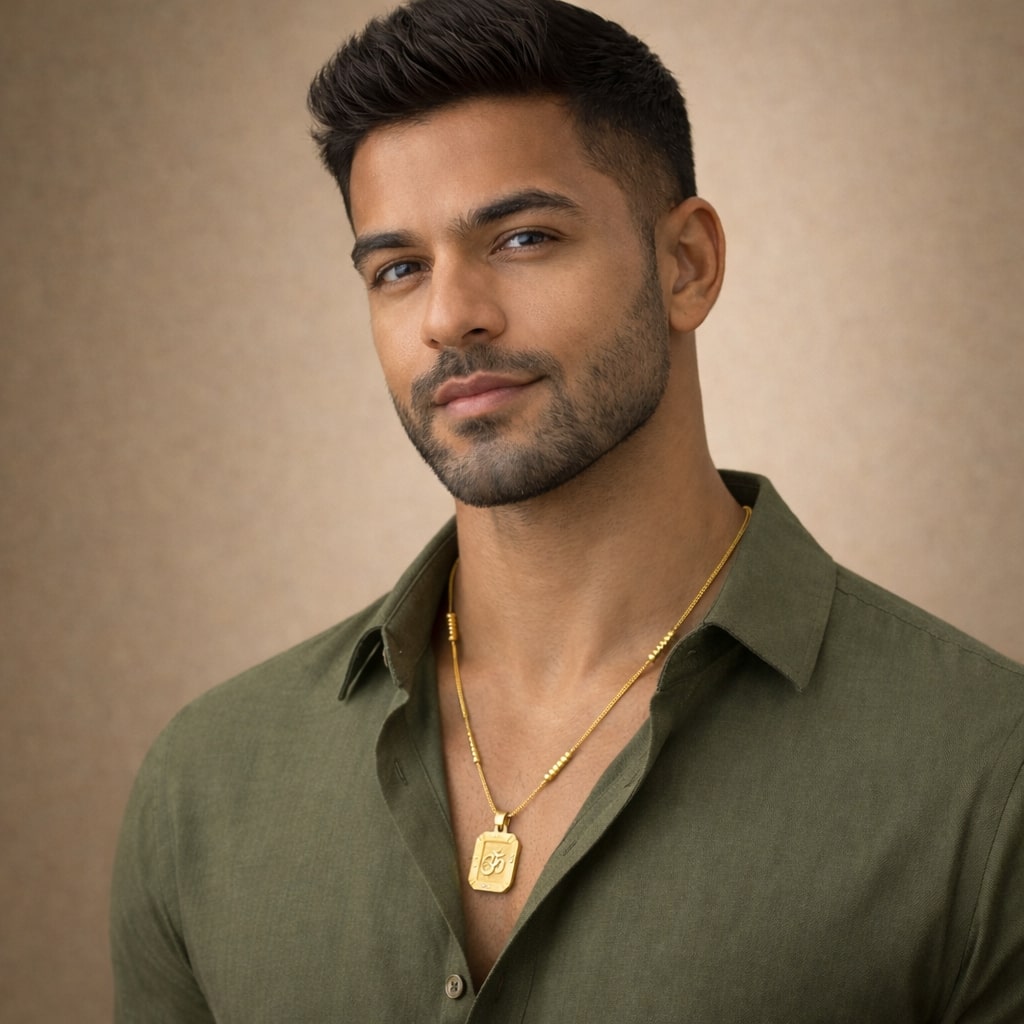 Om Gold-Tone Pendant Necklace - Image 3