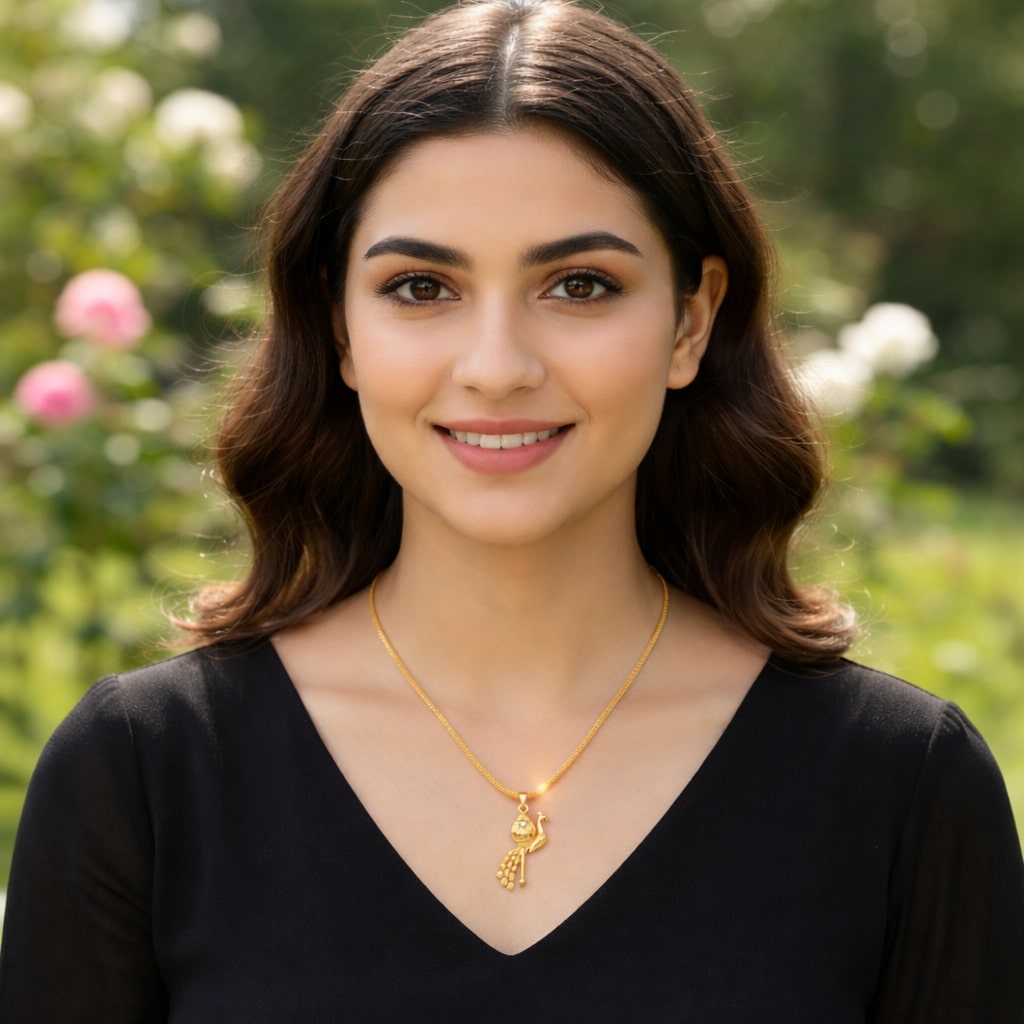 Peacock Gold-Tone Pendant Necklace - Image 4