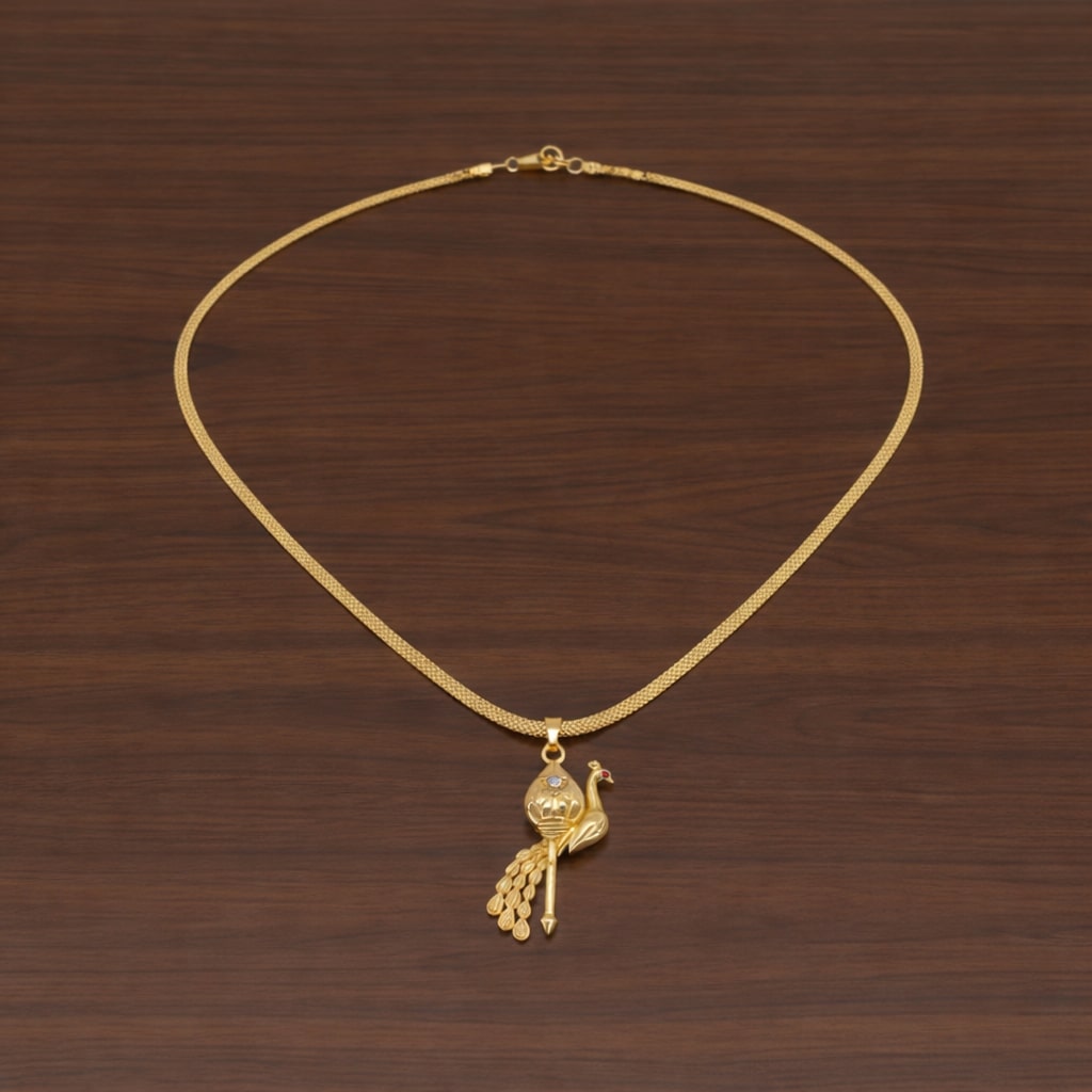 Peacock Gold-Tone Pendant Necklace - Image 2