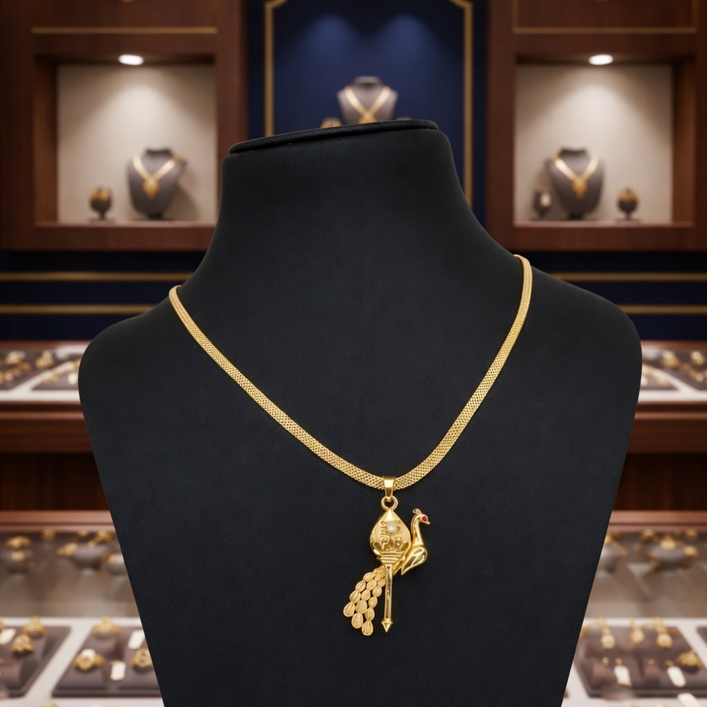 Peacock Gold-Tone Pendant Necklace