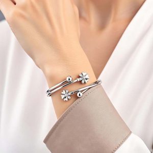 Elegant Floral Dual-Strand Silver-Plated Adjustable Kada