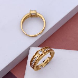 Square Solitaire Adjustable Ring for Women | Gold Plated Anti-Tarnish Ring